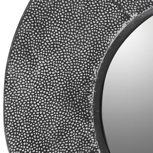 Grey Textured Round Mirror