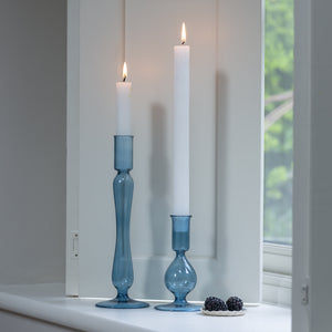 Blue Glass Candlestick - Short