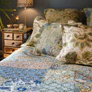 Load image into Gallery viewer, Constance Green/Blue Patchwork Bedspread - One Size