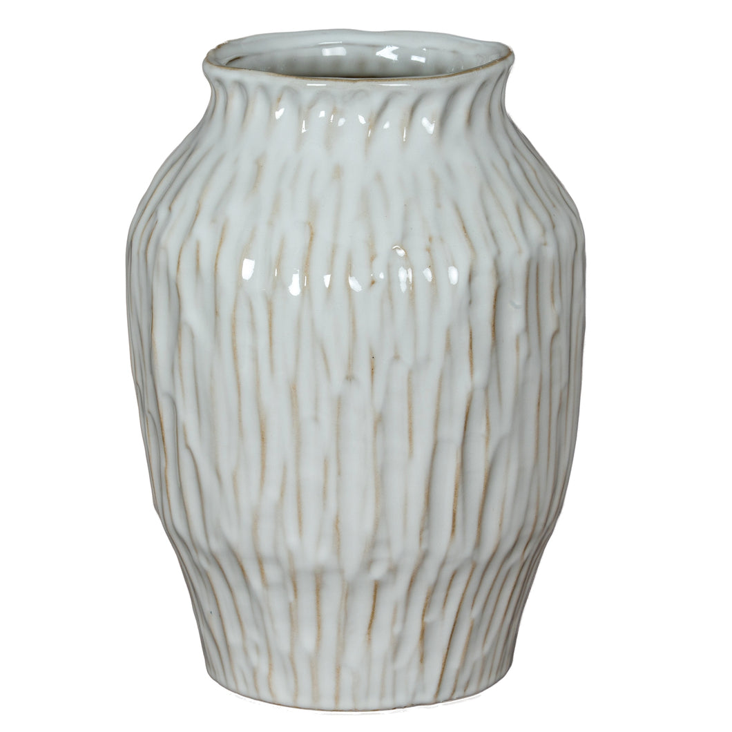 Cream Ridged Vase - Large