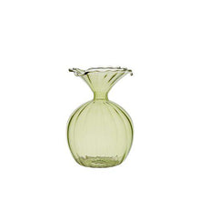 Load image into Gallery viewer, Small Green Fluted Glass Vase
