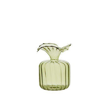 Load image into Gallery viewer, Small Green Fluted Glass Vase
