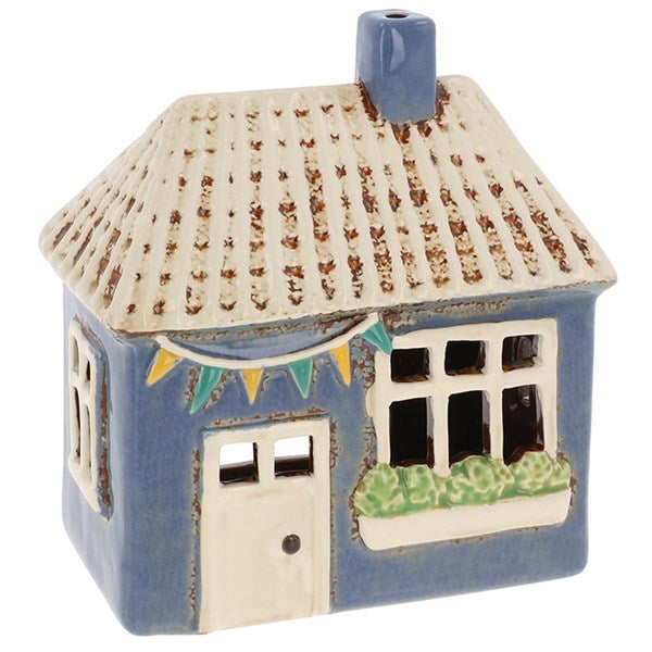 Blue House with Flags Tealight Holder