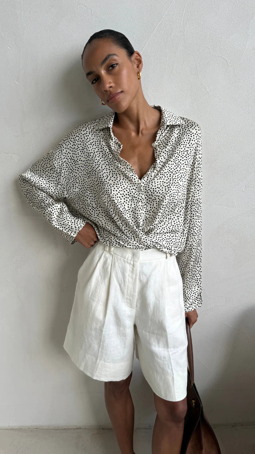 Rhea Silk Polka Dot Shirt M/L