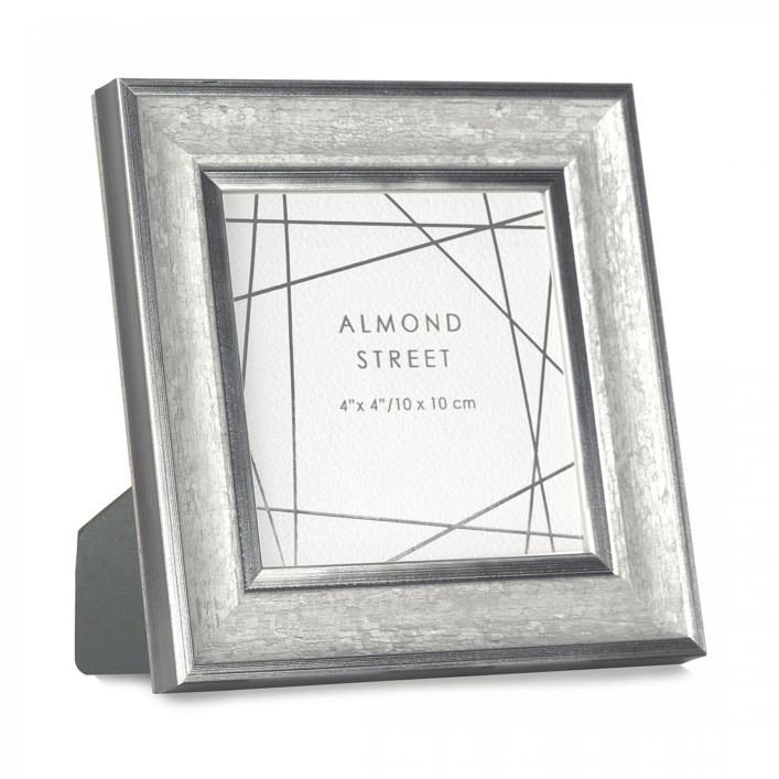 Silver Edged Mottled Grey Photograph Frame 4 x4