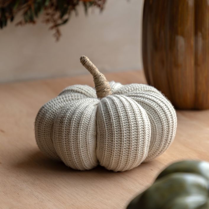 Cream Knitted Pumpkin