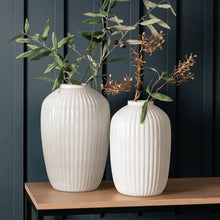 Load image into Gallery viewer, White Ridged Glass Vase
