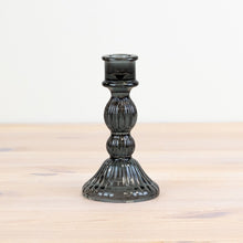 Load image into Gallery viewer, Grey Cut Glass Candle Holder - Large
