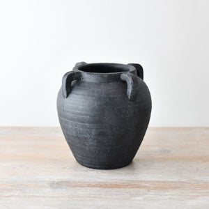 Charcoal Stone Vase with Handles