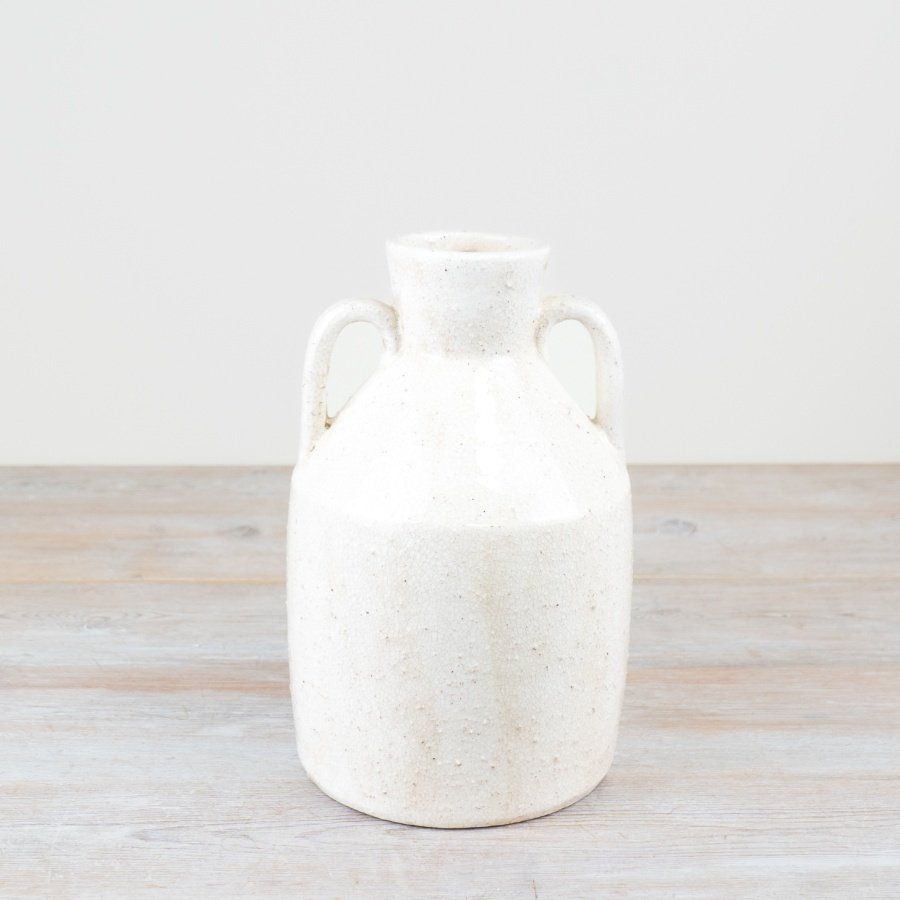 Off-White Rustic Two Handled Vase