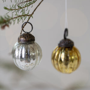 Silver and Gold Mini Ribbed Baubles