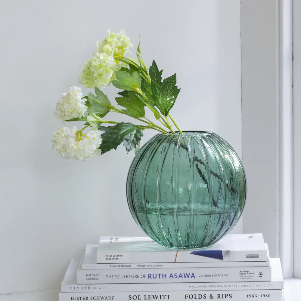 Green Round Glass Vase - Small