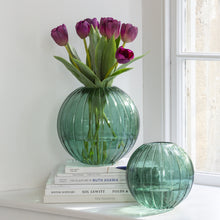 Load image into Gallery viewer, Green Round Glass Vase - Small
