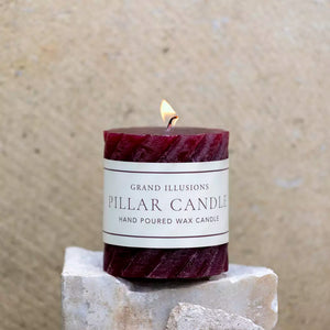 Rustic Plum Twisted Pillar Candle
