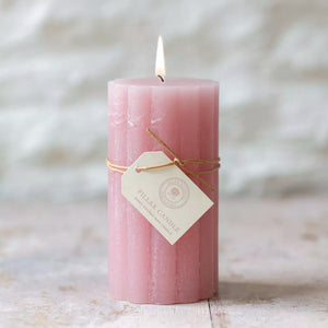 Dusky Pink Scalloped Pillar Candle