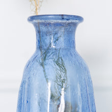 Load image into Gallery viewer, Blue Narrow Necked Recycled Glass Bud Vase
