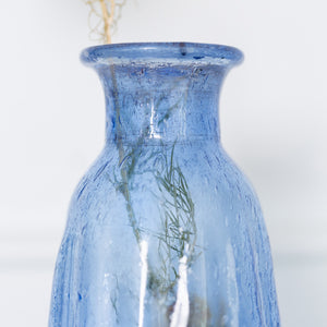 Blue Narrow Necked Glass Bud Vase