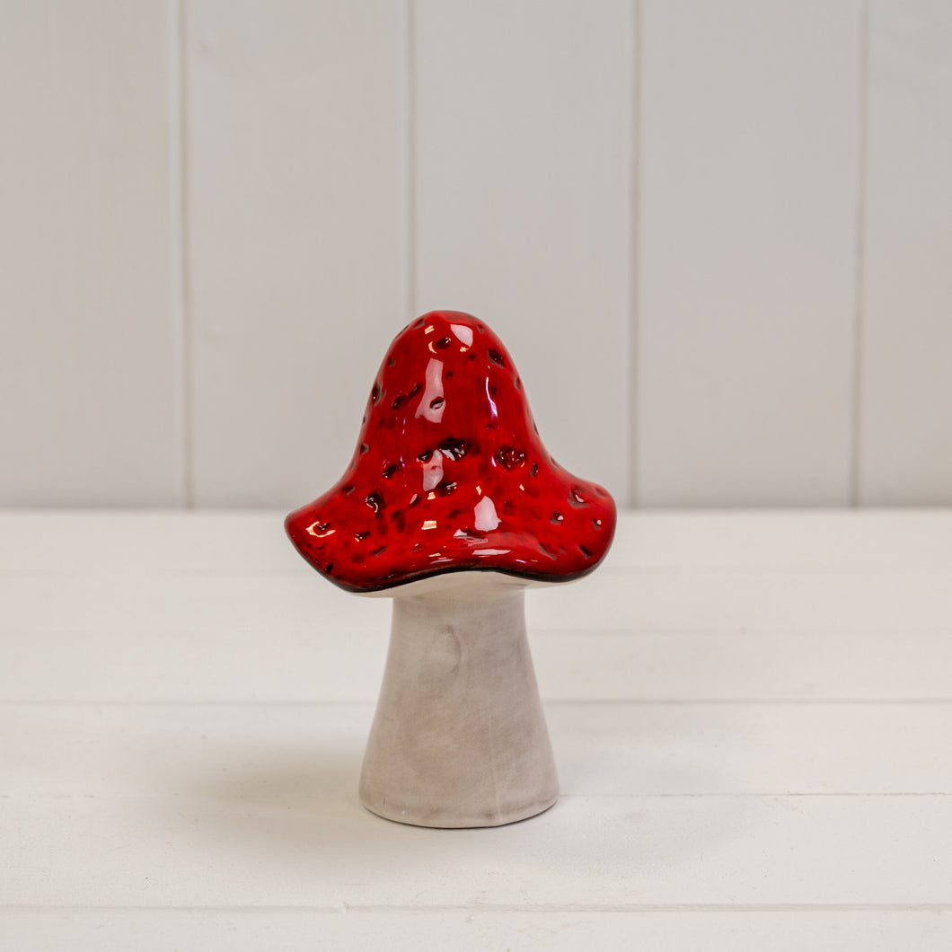 Red Ceramic Mushroom - Medium