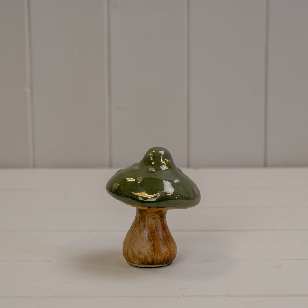 Dark Green Ceramic Mushroom - Small