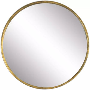 Round Vintage Brass Mirror - Large