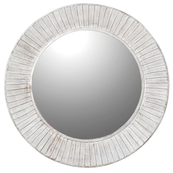 White Wash Round Mirror