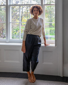 Fleur Black and Cream Striped Top