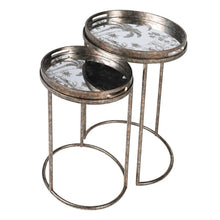 Load image into Gallery viewer, Palm Leaf Mirrored Nest of Tables
