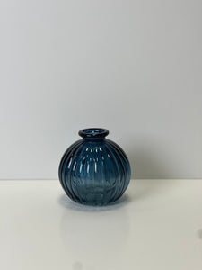 Blue Round Ribbed Bud Vase