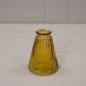Yellow Ribbed Glass Bottle