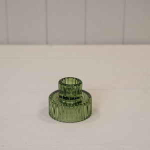 Green Glass Candle Holder