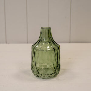 Green Patterned Glass Bottle