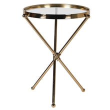Load image into Gallery viewer, Glass Top and Gold Base Round Side Table
