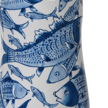 Load image into Gallery viewer, Blue and White Hand Painted Koi Fish Lidded Jar
