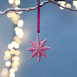 Pink Glitter Star Decoration - Small