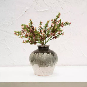 Squat Dipped Crackle Glaze Vase - Small