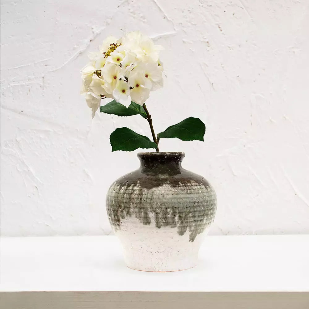 Squat Dipped Crackle Glaze Vase - Large