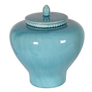Aqua Lidded Jar - Large