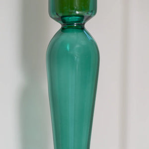 Green Glass Candlestick - Tall
