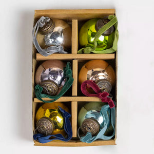 Shiny Baubles with Velvet Loops - Box of 6
