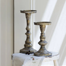 Load image into Gallery viewer, Gold Distressed Pillar Candle Holder - Large
