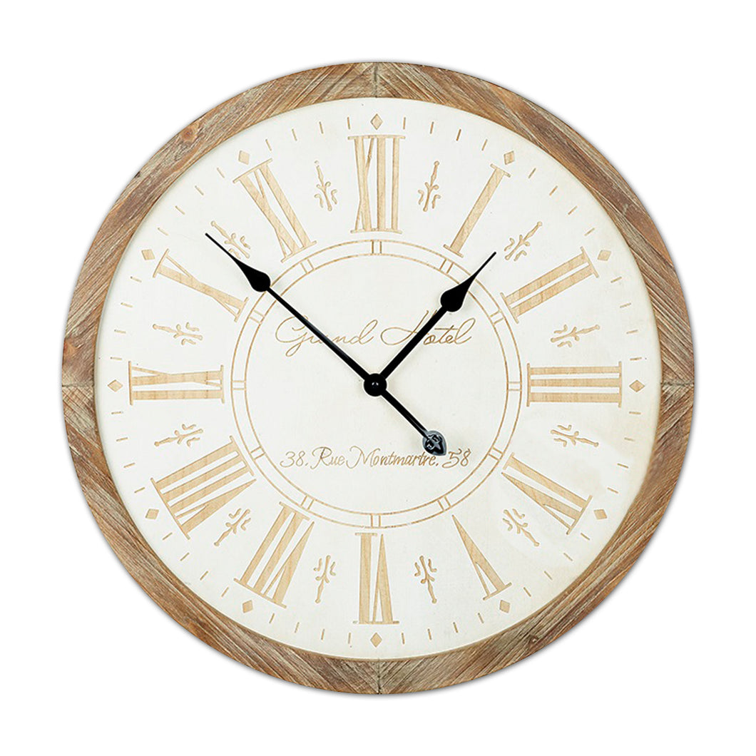 Wooden Clock with Carved Face