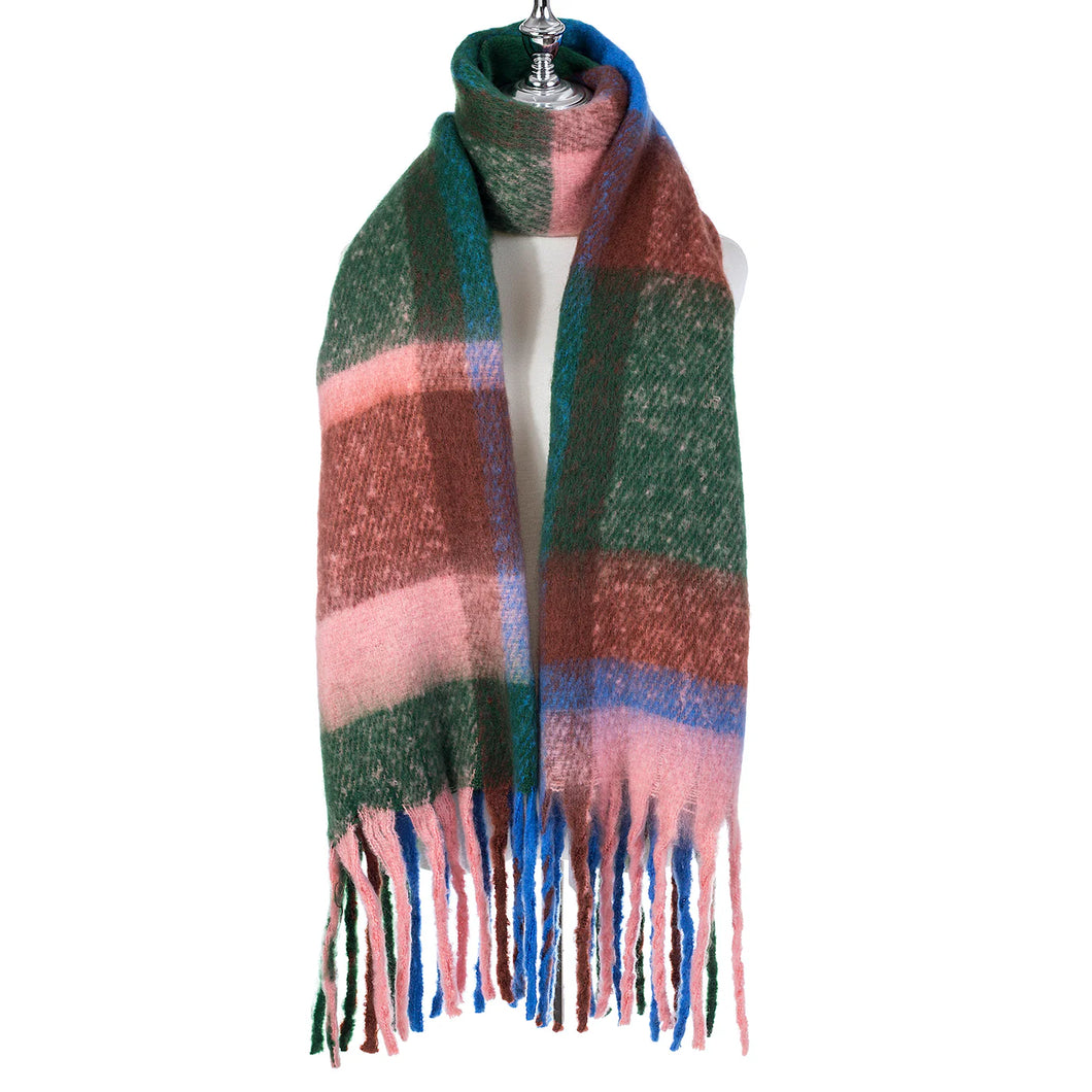 Blue and Pink Checked Scarf