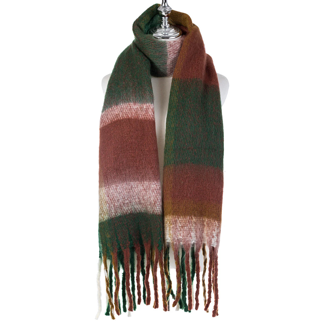 Green and Rust Checked Scarf