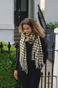 Green and Beige Checked Scarf