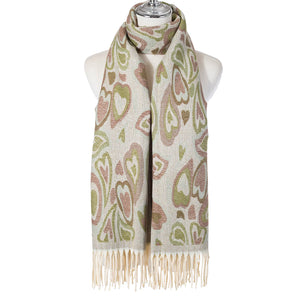 Soft Green Hearts Scarf