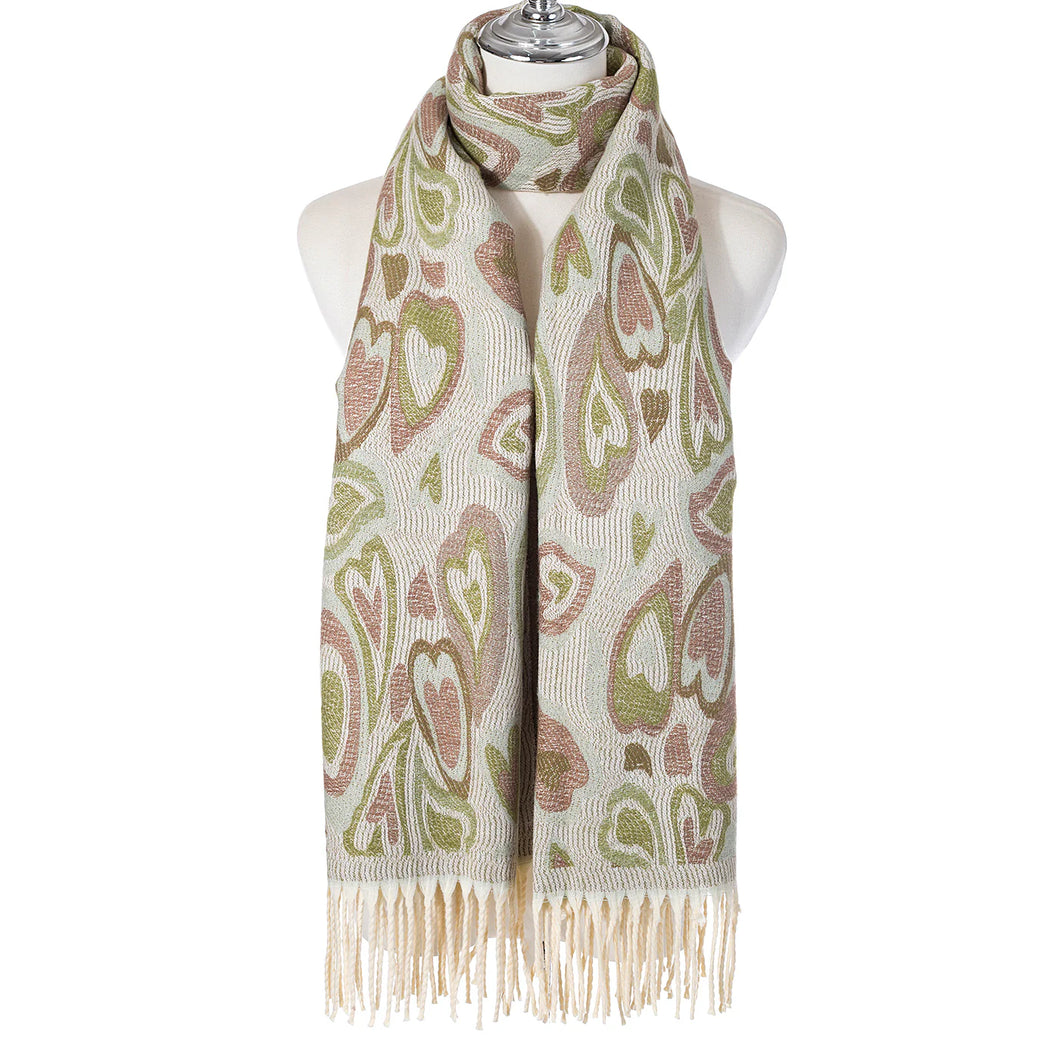 Soft Green Hearts Scarf