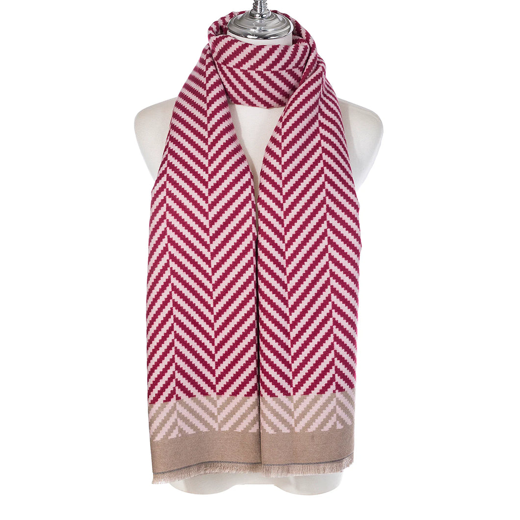 Cherry and Pink Zigzag Scarf