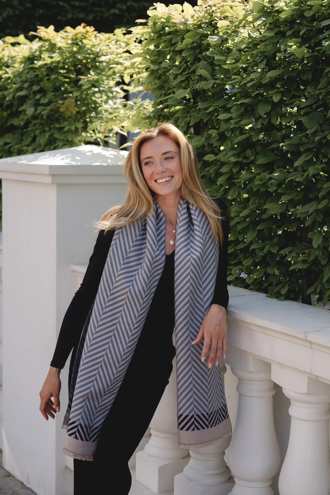 Blue and Mocha Zigzag Scarf