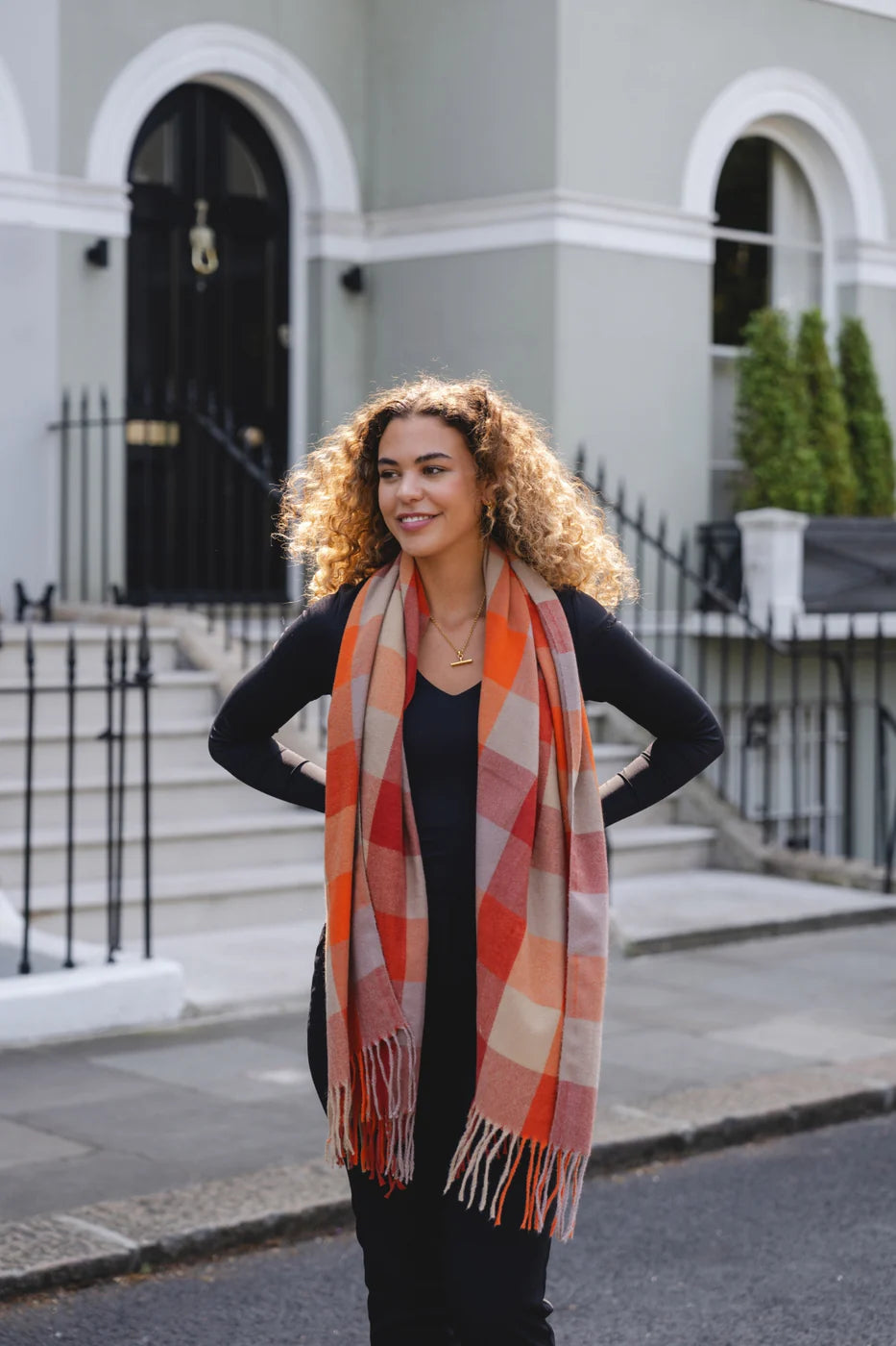 Orange Checked Scarf