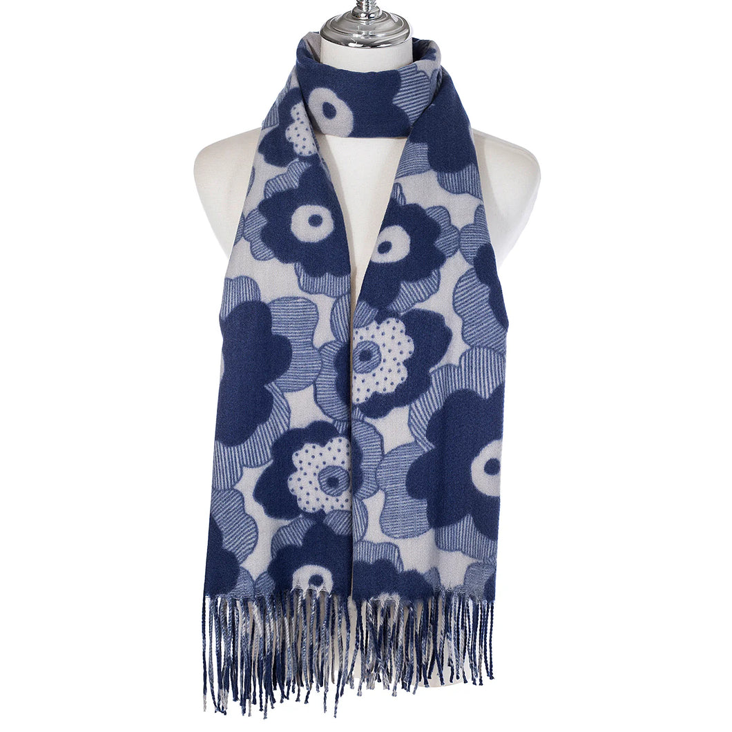 Blue Floral Scarf